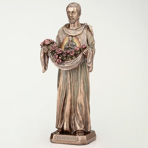 Escultura San Juan Diego 8 1/8 Pulgadas Resina y Bronce miniatura 3