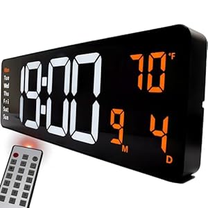Opis Clock 1 XXL Horloge murale numérique avec LED lumineuse et affichage de la température pour salon, bureau, salle de bain, cuisine, salle de sport, hall, silencieuse
