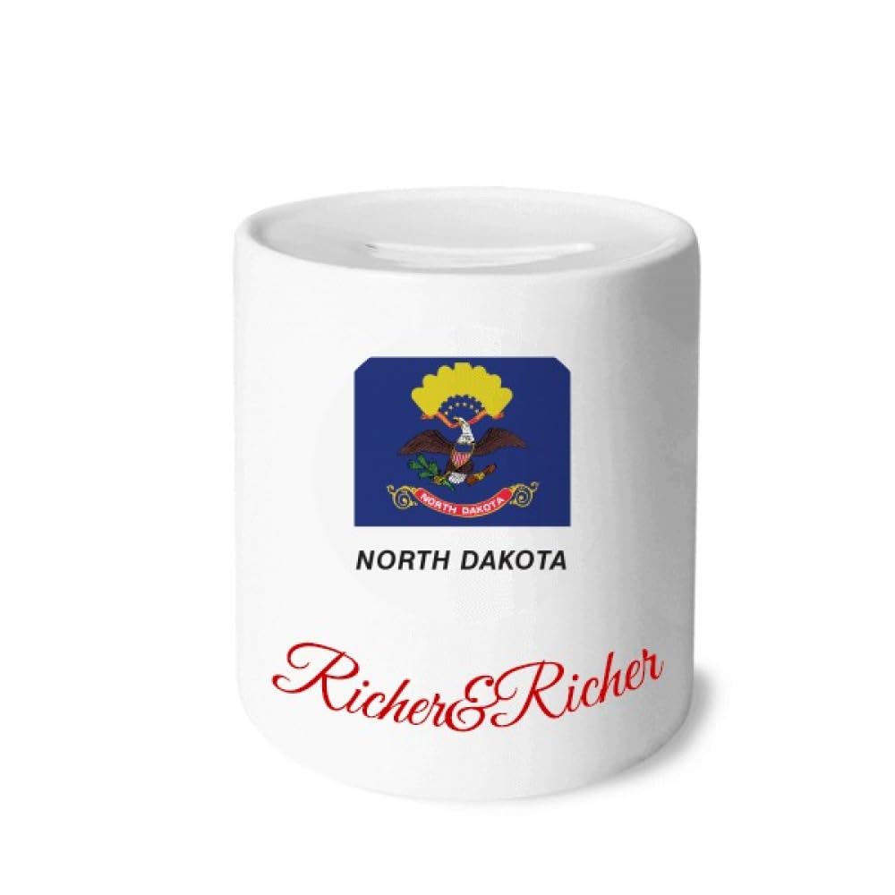 North Dakota Flag Profile Rich and Rich Bank Saving Box Coin