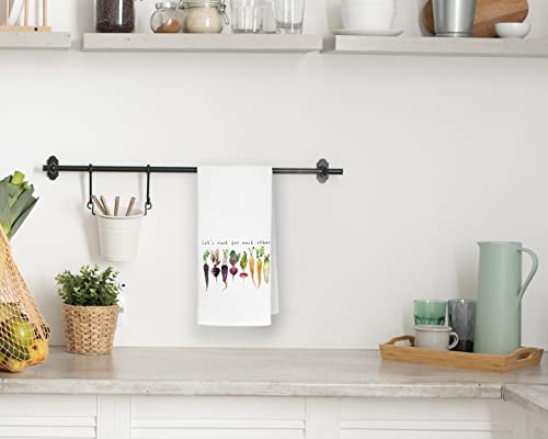 Qodung Let's For Each Other Positive Quote Soft Absorbent Kitchen Towels Dishcloths 16X24 Inch,Gardening Vegetable Carrot Decorative Absorbent Drying Cloth Hand Towels Tea Towels For Bathroom Kitchen #TOP2