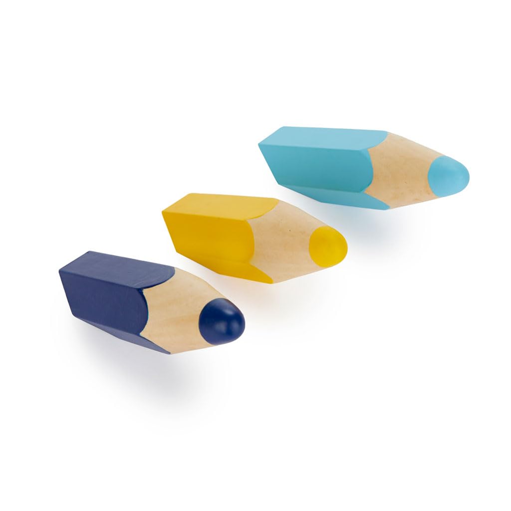Balvi Appendino da Parete Pencil Colore Giallo, Azzurro, Blu Scuro 3 Pezzi Legno