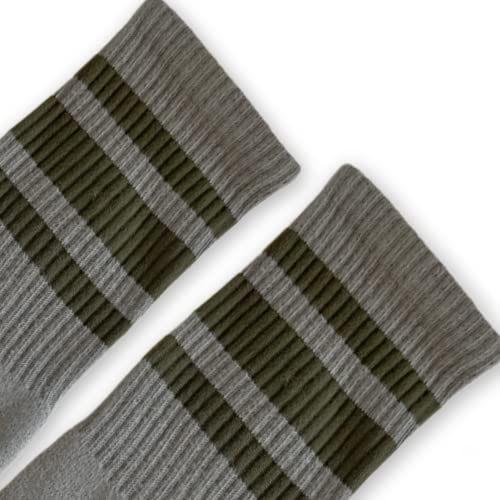 Made in the USA | Marine Green Striped Crew Socks | Scout Green Stripes2