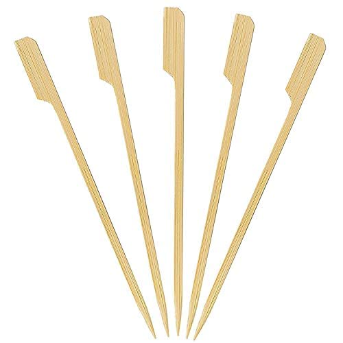 Swastha Hygiene (3.5 inch, 50) Wooden Gun Stick Skewers β Paddle Skewers Set for Outdoor Dining, Ideal for Starters Like for Appetizers, Fruits, Kababs, Snacks & Barbecue 1