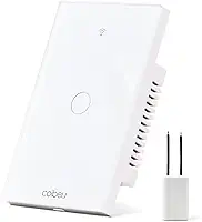 Interruptor Inteligente WiFi, Interruptor Smart Sem Fio Doméstico Multifuncional, Controle Remoto de Eletrodomésticos Por Celulares, Controle Por Voz, Branco, 1 Botao, sem neutro