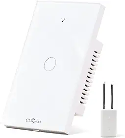 Interruptor Inteligente WiFi, Interruptor Smart Sem Fio Doméstico Multifuncional, Controle Remoto de Eletrodomésticos Por Celulares, Controle Por Voz, Branco, 1 Botao, sem neutro