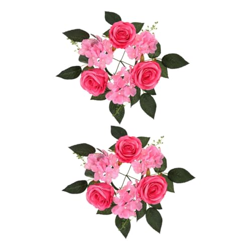 MUSISALY 2pcs Artificial Rose Candle Elegant Flower Centerpieces for Tables Chic Floral Wreaths for Pillar Candles for Weddings Home Decor Special Occasions