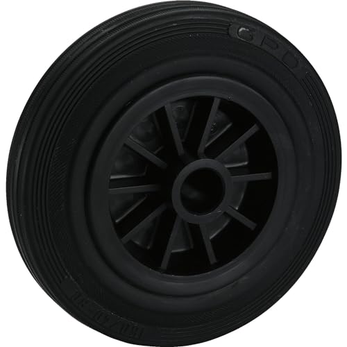 Gummirolle lose 200mm mit Rollenlager - Ersatzrad für Lenkrollen und Bockrollen - Schwerlastrolle mit einer Tragkraft von 180kg, Kunststoff/Gummi grau