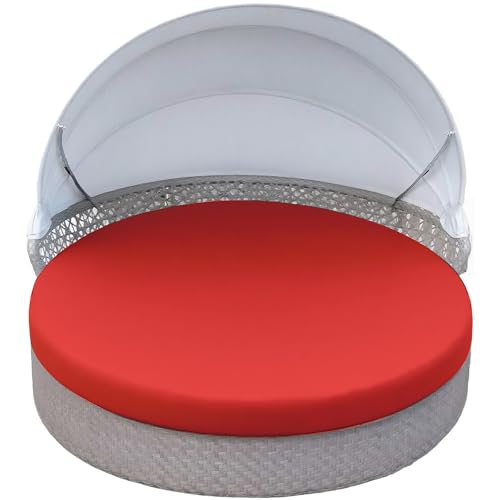 ADXTPB Outdoor Round Daybed Cushion Cover Waterproof,Patio Circle Day Bed Mattress Covers with Elastic Band,Sunbed Sun Island Cushions Replacement Slipcover,Cover ONLY(Bright Red, 66 * 6in)