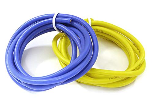 Integy RC Flexible 14 AWG Gauge Silicone Wire 1m Set, 39in Blue 39in Yellow