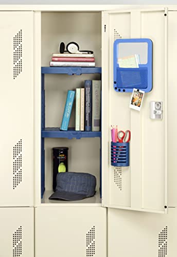 Tools For School Locker Shelf Organizer For School Locker - Locker Organizer - Strong Abs Plastic - Adjustable Width With Side Magnets - Patented Stackable Shelf Organizer - Pack Of 2 - (Blue) #TOP1