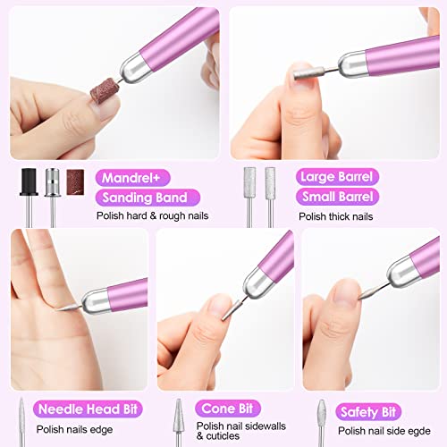 Gefaxi Electric Nail Drill, Portable Usb Efile Nail Drill Kit Professional With Led Speed Display And 7 Nail Drill Bits For Acrylic Gel Nails, Manicure Pedicure Tools Set For Home Salon, Pink #TOP4
