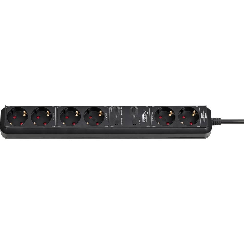 Brennenstuhl Connect Eco-Line WS EL0102/ Multiprise Intelligente 6 Prises (WiFi 2,4 GHz, Compatible avec Alexa et Google Assistant, Application Gratuite, câble de 1,5 m) Noir