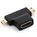 Produktbild deleyCON Mini + Micro HDMI DUAL Adapter - HDMI Buchse zu Mini HDMI Stecker + Micro HDMI Stecker - 3D 1080p FULL HD - Schwarz
