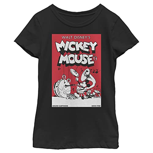 T-shirt Disney fille Mickey noir anti-déformation en coton durable taille Small