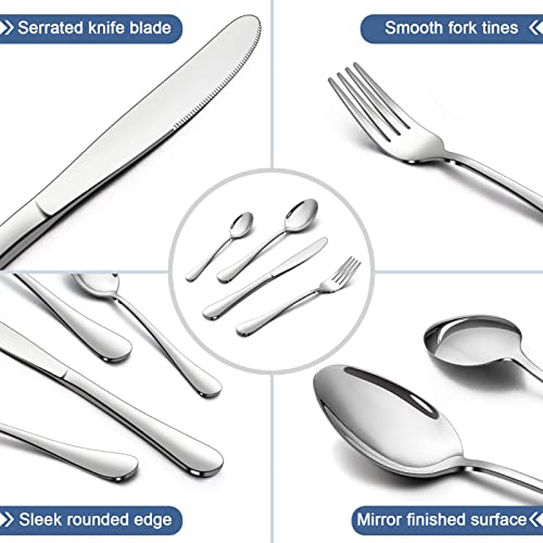 Cutlery Set, Onader Stainless Steel 24 Piece Cutlery Set for 6 People, Flatware Silverware Set with Knife Fork Spoon, Elegant Tableware for Daily Use/Christmas, Mirror Finished. Dishwasher Safe - Image 4