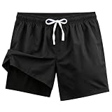 HomDesk Men's Swim Trunks Hawaiian Quick Dry 2 in 1 Board Sh...
