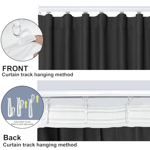 Image of Room Divider Curtains, Blackout Ceiling Track Curtains with Hooks Wall Dividers for Bedroom Living Room Separation Office Privacy Partition, Noise Reduction, W100 x L84 Inch,1 Panel, Black