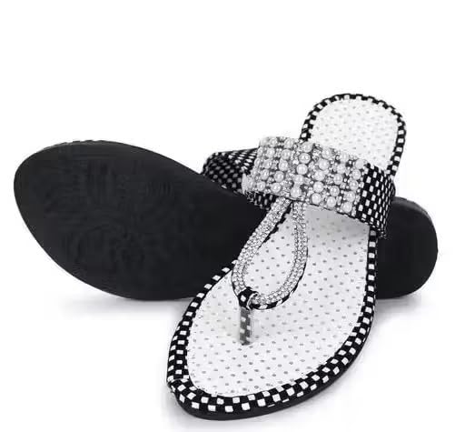 Ravishing Women Canvas Flats | Comfortable Open Back Sandals with EVA Sole for Ladies & Girls White 1 6-picture-21