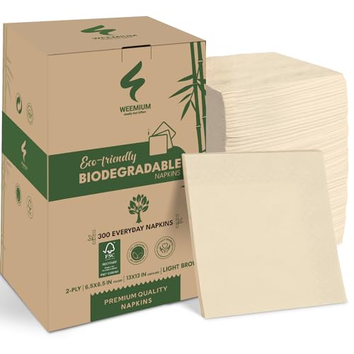 Weemium Compostable Disposable Napkins - 300 Pack