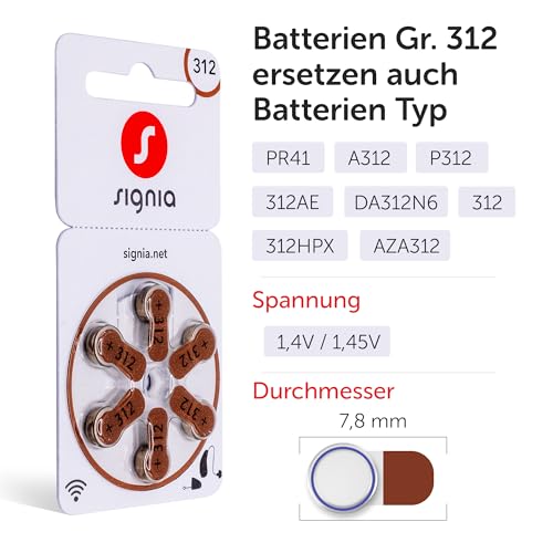 Siemens-Signia Hörgerätebatterien Typ 312 (braun) 120 STK. Vorteilspack – Ansicht 3