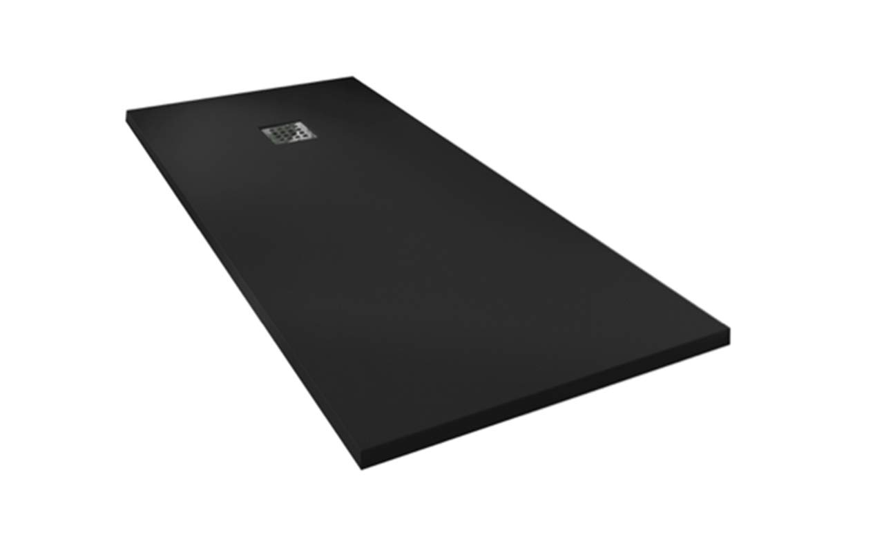 Plato Ducha Resina Efecto Pizarra Extraplano, Resistente al Rayado y Alta Durabilidad, Fácil Instalación y Limpieza y Muy Agradable al Tacto 70x100 Negro