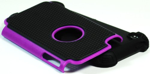 Bastex Ipod Touch 4 Case, Hybrid Slim Fit Black Rubber Silicone Cover Hard Plastic Purple & Black Shock Case For Apple Ipod Touch 4, 4Th Generation #TOP2