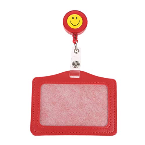 Preisvergleich Produktbild UNWSTYU Geldbörse für Damen, Smile, Business Kreditkarte, Ausweis, Kartenhalter, Münzgeldbörse, einziehbarer Spule Clip Geschenk, rot (Rot) - 3TT700954-R_ZRB