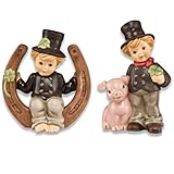  Brynnberg Goebel 2er Set Schornsteinfeger Glücksbringer Schlotfeger Viel Erfolg, Dein Glücksbringer Schweinchen Hummel Schein Hufeisen