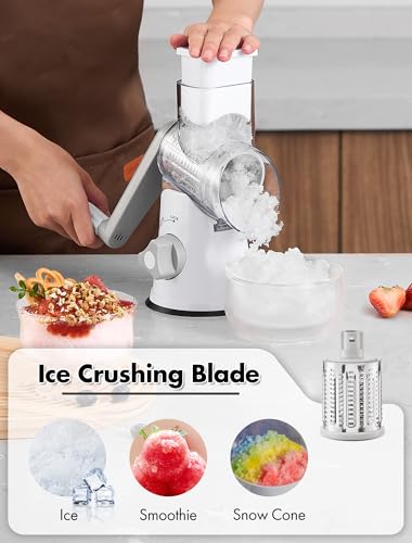 GDL Shaved Ice Machine Manual, Ice Shaver and Snow Cone Machine Hand Crank, Household Shaved Ice Maker, Portable Ice Crusher for Home Use with Stainless Steel Blade