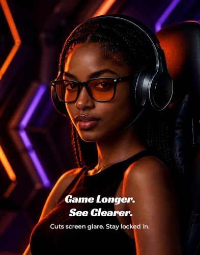 Image of TIJN Blue Light Blocking Glasses Dual AR Coatings Amber Orange Lens for Computer Gaming