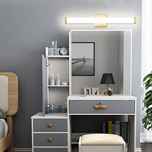 Image of Bathroom Vanity Light Brushed Nickel Square LED 24 inch 14W 4000K Natural White Light Wall Bar Lighting Fixtures Over Mirror (Metal Brass, 24in)