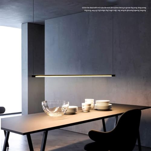 Lustre LED noir moderne long pour illuminer une grande table - 2