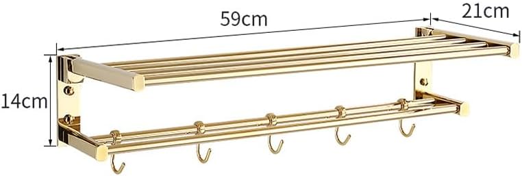 aoruizhiwangluo All Copper Gold Folding Towel Rack, Double-Layer Bathroom, Rod image 3