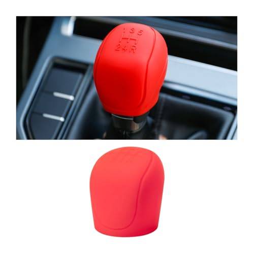 JNNJ Car Shift Knob Cover, Silicone Auto Shift Knob Cover Protection, Anti-Slip Car Knob Gear Stick Protector, Comfortable Silicone Handbrake Shifter Cover, Vehicle Interior Accessories(Red)