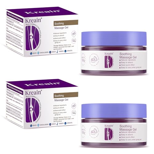 KREAIN Soothing Massage Purple Goint Gel for Back Neck Shoulders Hands Feet Wrists Whole Body Rich in Extracted Emu Oil Safflower & Turmeric