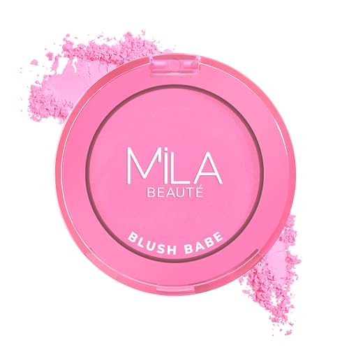 Image of MILA BEAUTE Blush Babe Powder Blush | Matte Finish Long-Lasting Pigment | Easy to Blend | Non-Drying With Rosehip Oil, Jojoba Oil and Vitamin E | Shade (Cosmo Pink, 5g)