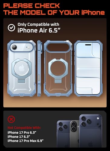 Image of SUPCASE for iPhone Air Case with Stand & Camera Control Button, Arctic | Compatible with MagSafe, Military-Grade Drop Protection, Anti-Slip Grip, Heavy Duty Magnetic Phone Case, Unicorn Beetle Grip