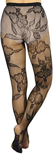 Image of ToBeInStyle Women's Elegant Floral Lace Inspired Spandex Net Full Length Tights