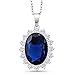 Gem Stone King 925 Sterling Silver Blue Simulated Sapphire Pendant Necklace 13.00 Ct Oval 13X18MM with 18 Inch Silver Chain For Women