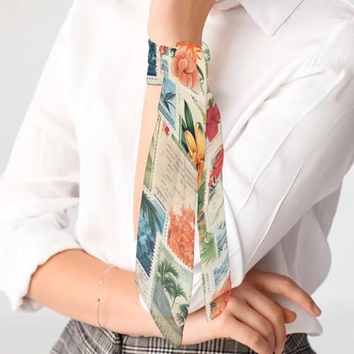 Cute Love Floral Fashion Hair Scarf Lightweight Silk Feeling Head Scarf Square Bandanas for Women3