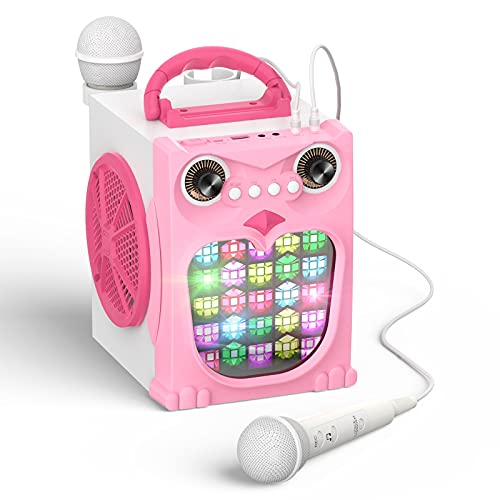 Earise K25P Kids Karaoke Machine For Girls Boys, Karaoke Speaker With 2 Microphones, Karaoke Toy With Voice Changer & Flashing Lights, Christmas Holiday Birthday Gift, Bluetooth/Aux/Tf Card/Usb #TOP20