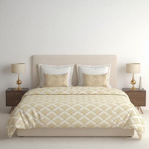 Image of 280 TC Luxurious Glace Cotton Duvet Cover /Comforter Cover /AC Quilt Cover King Size /Dohar /90 X100 Inches - (Beige)