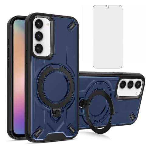 Coque Samsung S23 Plus hybride bleu marine avec anneau support magnétique