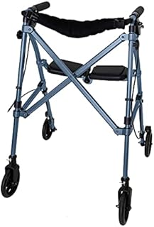 Able Life Space Saver Rollator, Lightweight Folding Mobility Rolling Walker for Seniors and Adults, 6-inch Wheels, Locking Brakes, and Padded Seat with Backrest, Cobalt Blue