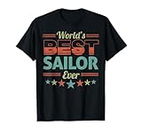 Photo Gallery retro badge worlds best sailor maglietta Photo Gallery retro badge worlds best sailor maglietta