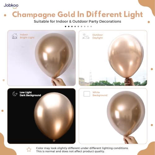 Image of Jobkoo Metallic Champagne Gold Balloons, 12 Inch Chrome Light Gold Balloon