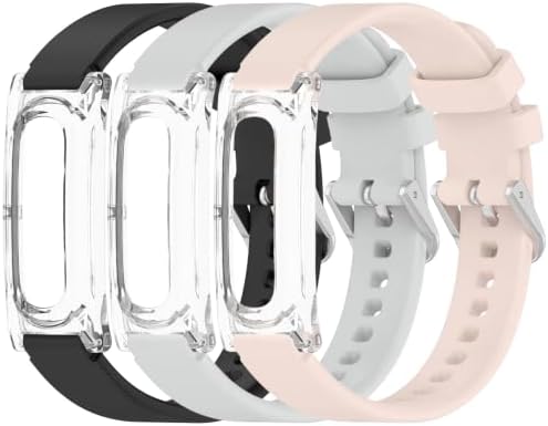 Silicone Band for Google Fitbit Air, 3 Pack, Black/Gray/Pink - 2