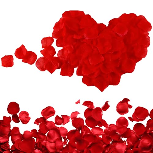 1200pcs Artificial Rose Flowers,Red Rose Petals for Bedroom,Artificial Flowers Petals, Red Rose Flowers No-Taste Fade Emulation Rose Petals for Wedding Anniversary,Confession Decor,Valentines,Birthday