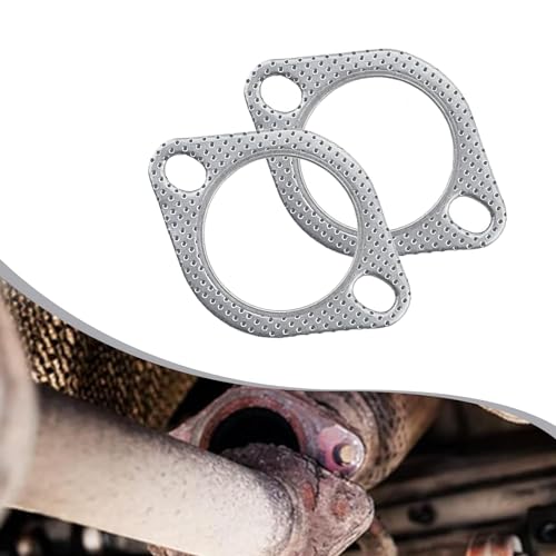 Image of 2 PCS Car Exhaust Pipe Interface Gasket, Silencer Joint Gasket, 2.5 inch ID Exhaust Pipe Clamp Flange High Temperature and High Pressure Resistant Sealing Pad for Car (Silver)