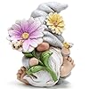 Hodao Spring Gnome Decoration Flower Ornaments and Figurines for Garden Decor Summer Sculptures Gifts for Outdoor Decor Mom Grandma Grey Man